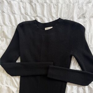 Wilfred Free Black Ribbed Long Sleeve Sweater Dress